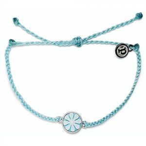 NEW Pura Vida Cameo Silver Charm Bracelet in Ice Blue